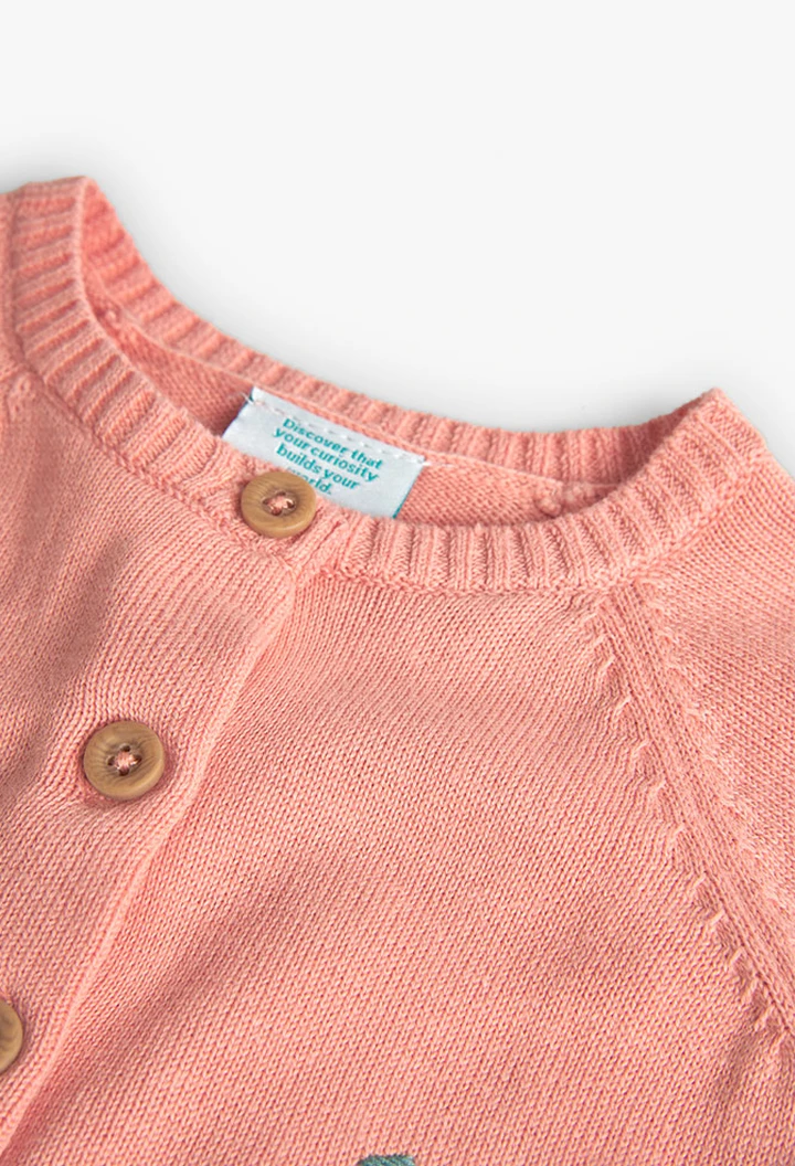 Veste tricotée pour bébé fille couleur saumon