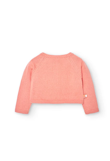 Veste tricotée pour bébé fille couleur saumon