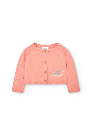 Baby girl\'s knit jacket in salmon colour