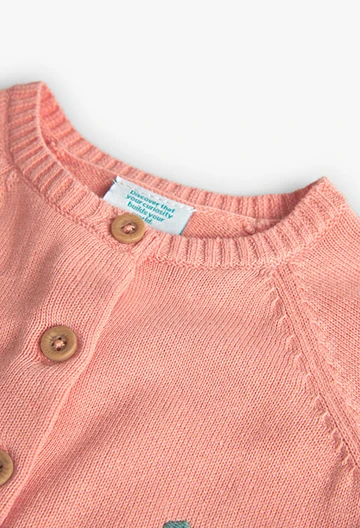 Veste tricotée pour bébé fille couleur saumon