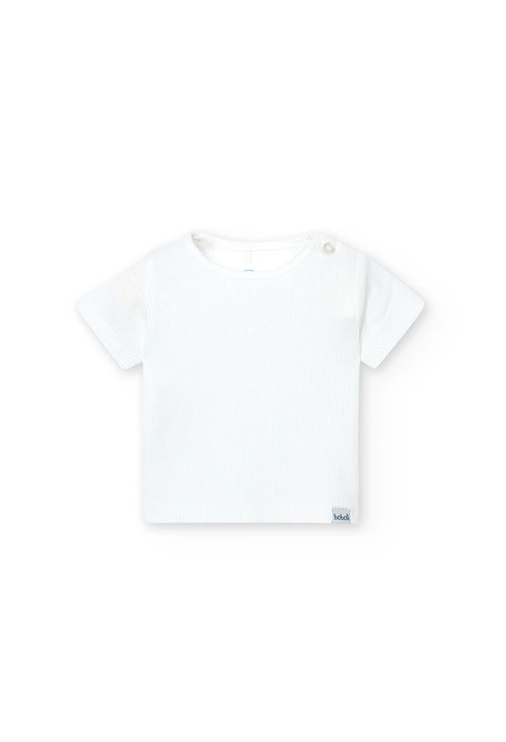 T-shirt à maille côtelée pour bébé, couleur blanche