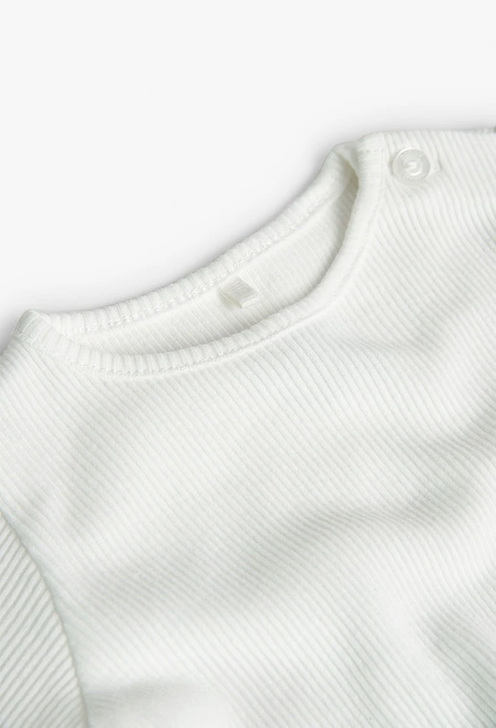 T-shirt à maille côtelée pour bébé, couleur blanche