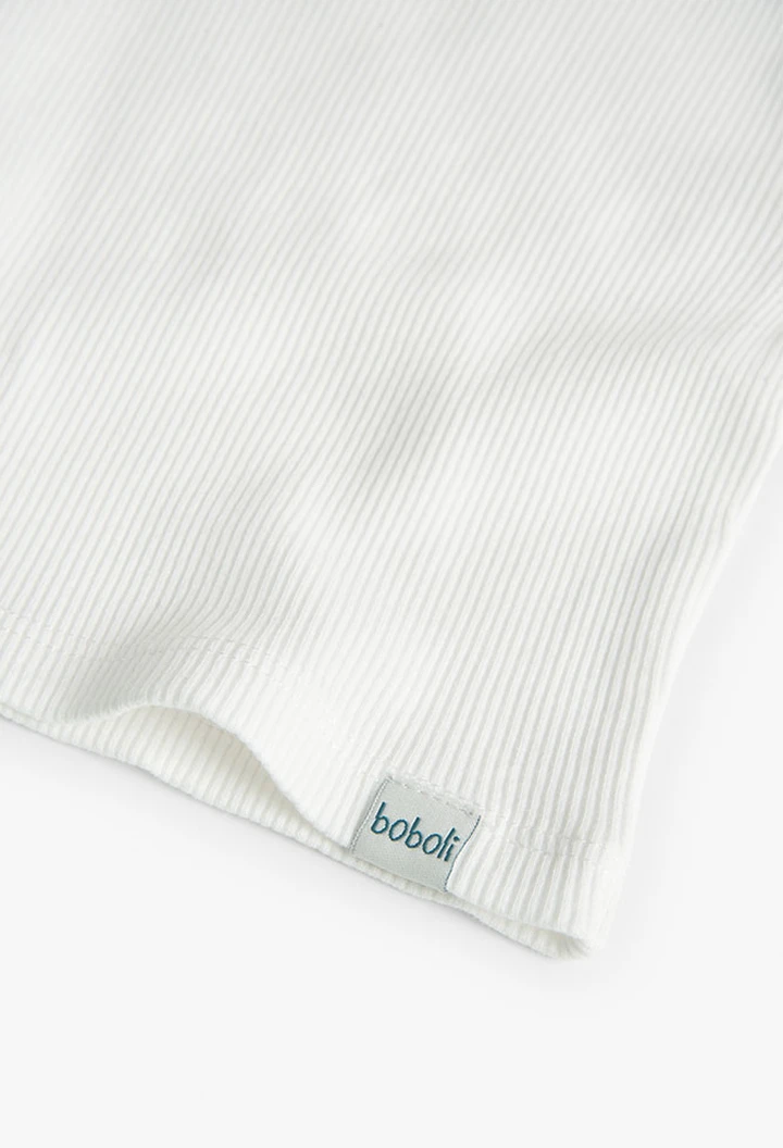 T-shirt à maille côtelée pour bébé, couleur blanche