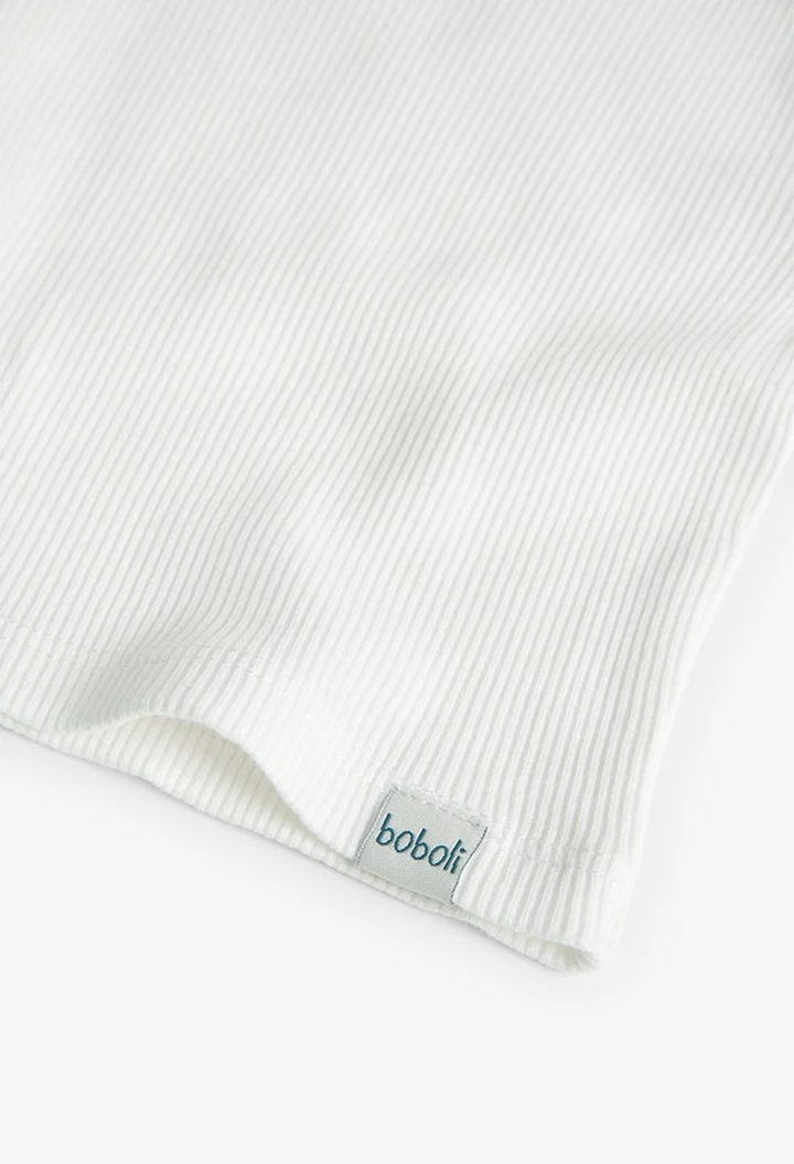 White baby rib knit t-shirt