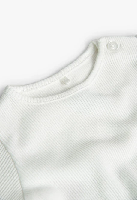Maglietta in jersey a costine da neonato bianca