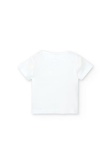 Camiseta de punto de canalé de bebé en color blanco