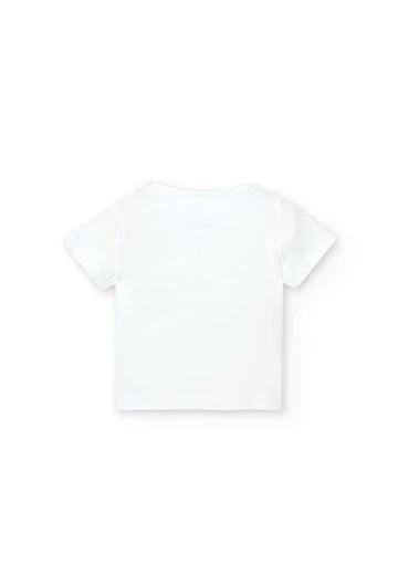 White baby rib knit t-shirt