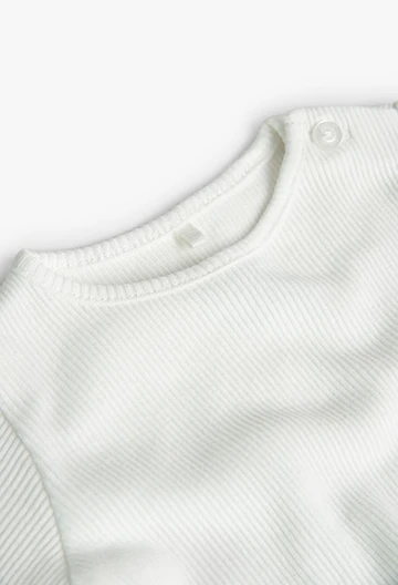 T-shirt à maille côtelée pour bébé, couleur blanche