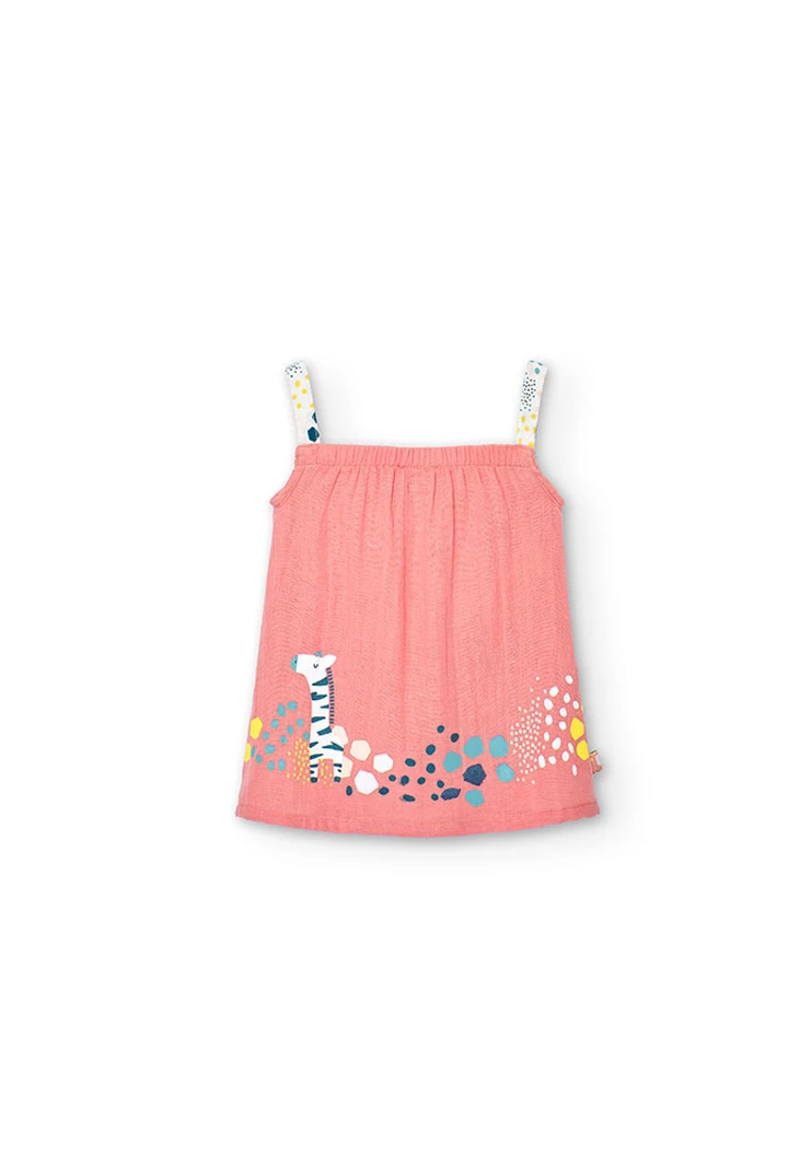 Robe fantaisie en tissu couleur saumon pour bébé