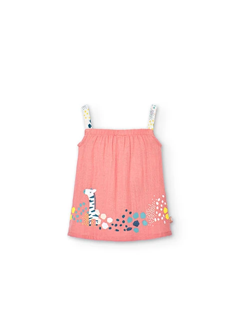 Baby fantasy fabric dress in salmon colour