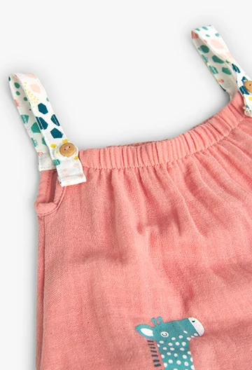 Baby fantasy fabric dress in salmon colour