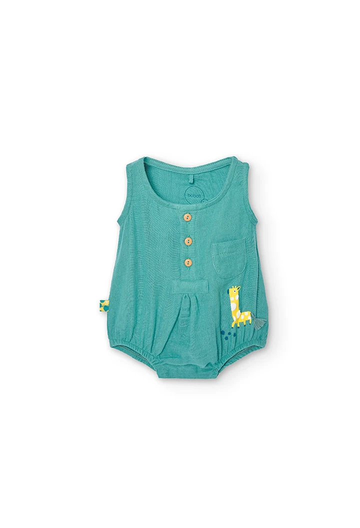 Grenouillère tissu fantaisie bébé en vert