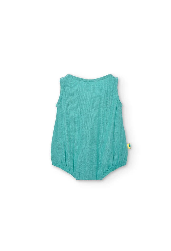 Grenouillère tissu fantaisie bébé en vert