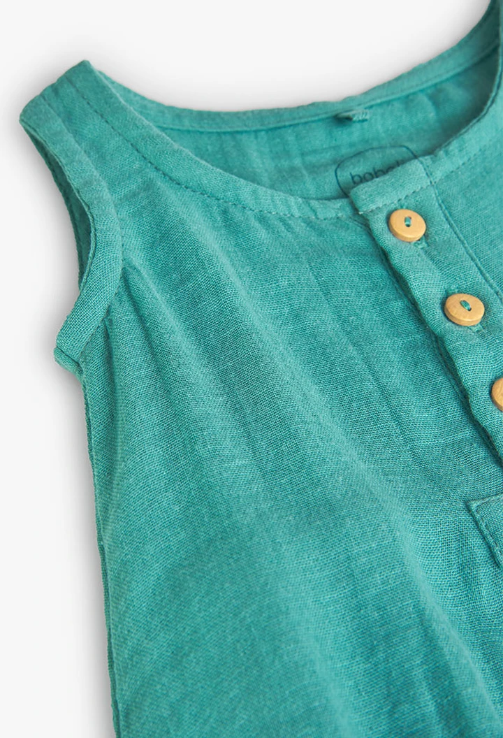 Grenouillère tissu fantaisie bébé en vert