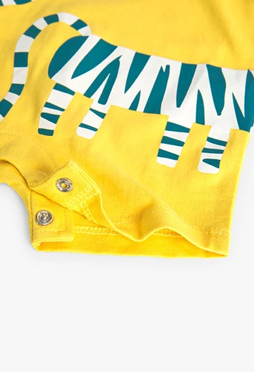 Grenouillère tricotée pour bébé en jaune