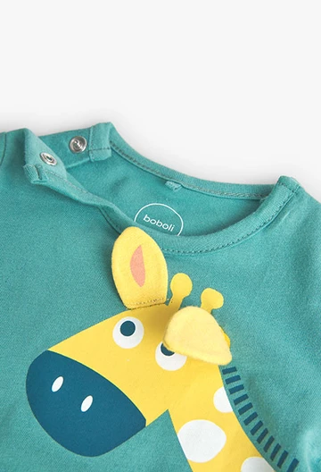 Grenouillère tricotée pour bébé en vert