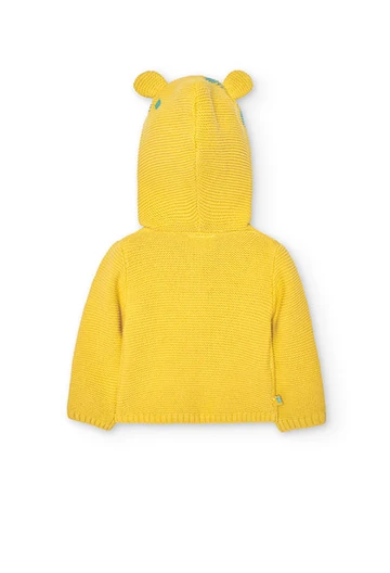 Casaco tricotado de bebé de cor amarela