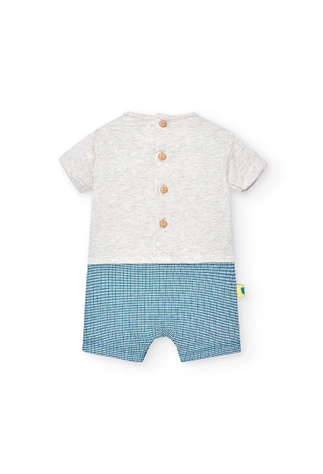 Grenouillère tricotée écrue pour bébé garçon