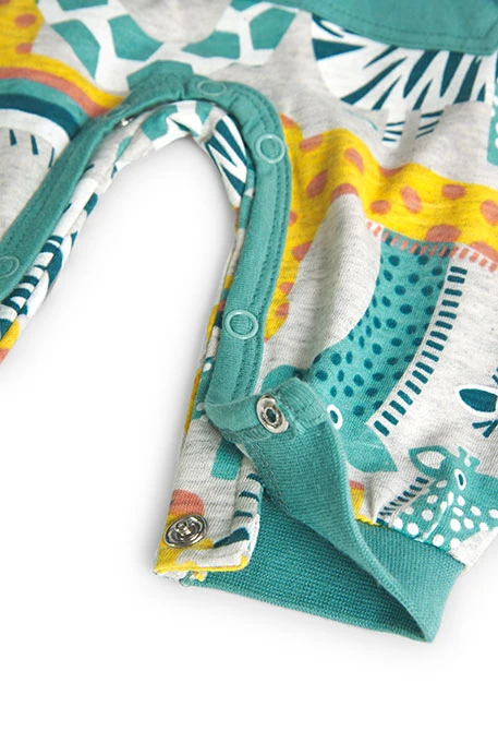 Strick-Strampler mit Aufdruck für Babies, in Farbe Grün