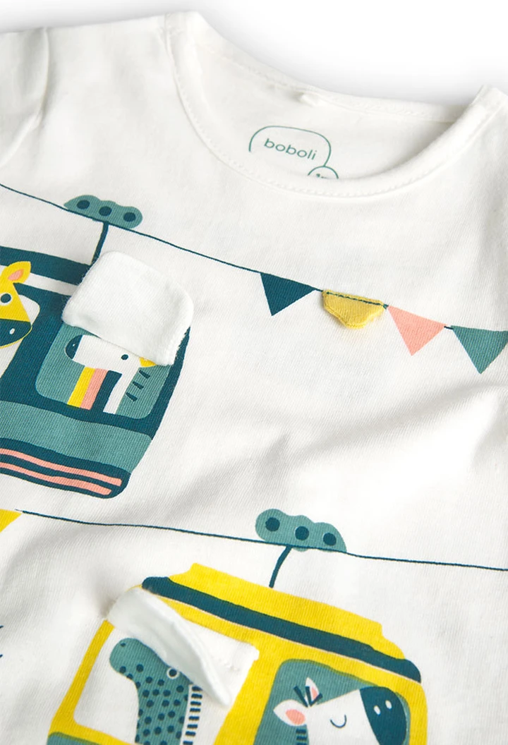 Grenouillère tricotée blanche pour bébé garçon