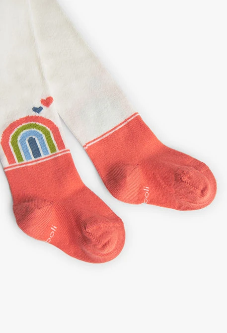 Leotardos para bebé niña en blanco con estampado de arcoiris