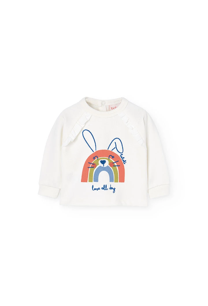 Conjunto de sweatshirt e calças para bebé menina em branco