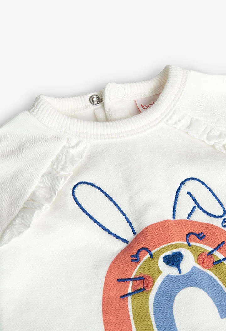 Conjunto de sweatshirt e calças para bebé menina em branco