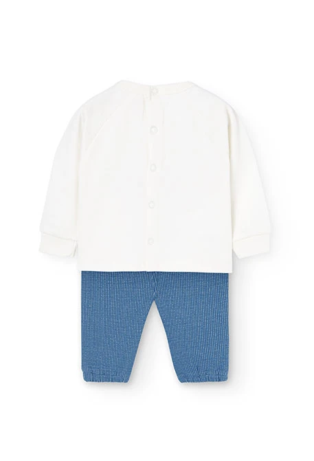 Completo di felpa e pantalone per neonato in bianco