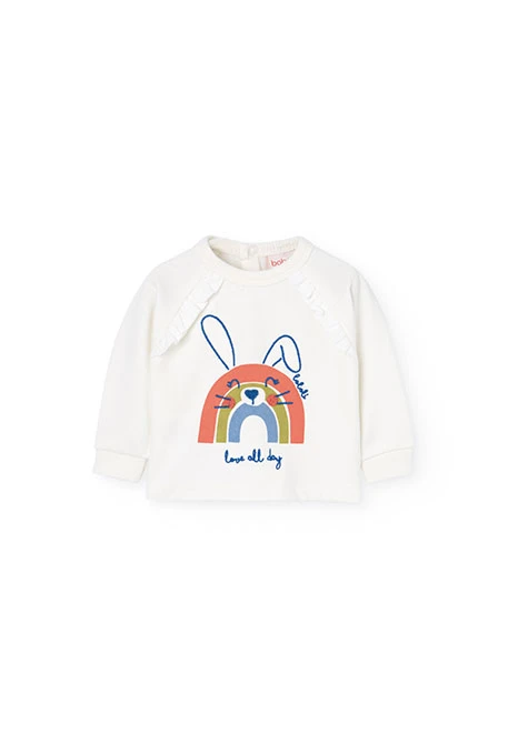 Ensemble de sweat-shirt et pantalon pour bébé fille en blanc