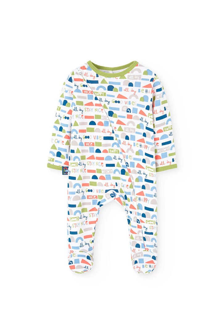 Interlock baby jumpsuit with print