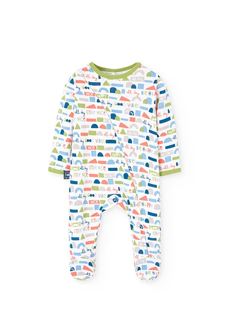 Interlock baby jumpsuit with print