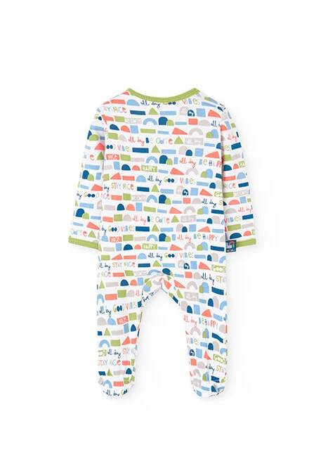 Interlock baby jumpsuit with print