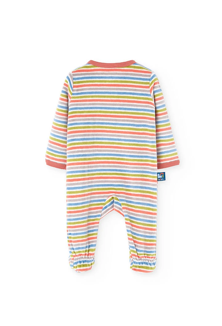 Babygrow de veludo às riscas para bebé