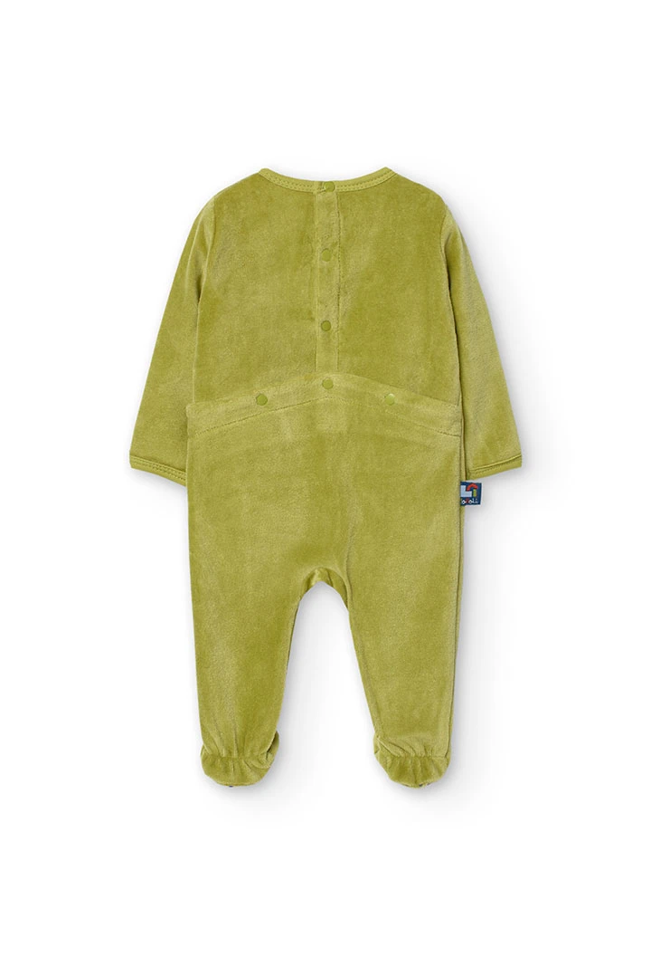 Babygrow de veludo para bebé em verde