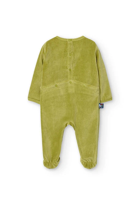 Velvet baby jumpsuit in green