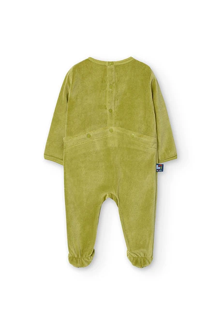 Babygrow de veludo para bebé em verde