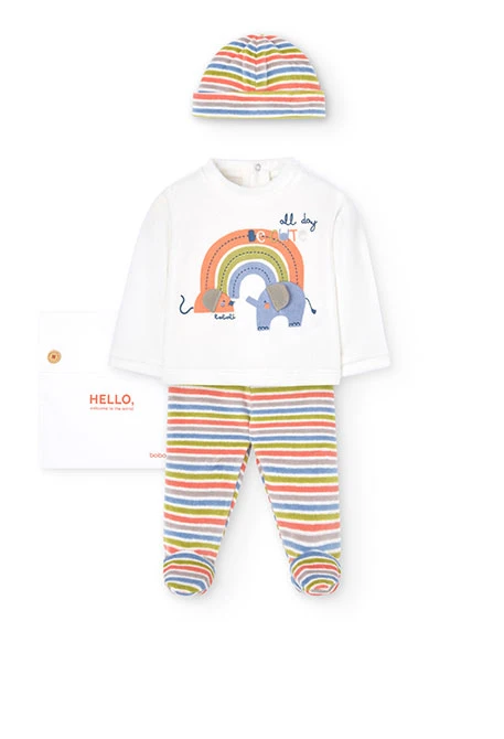 Geschenkset für Baby-Jungen aus Samt in Weiß