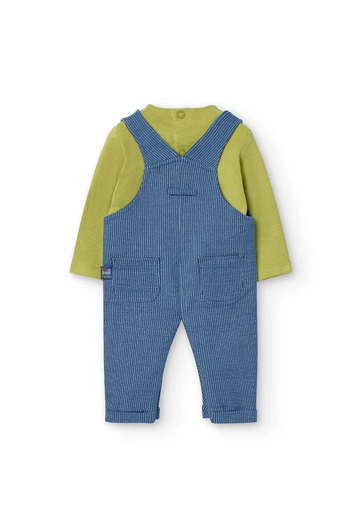 Conjunto de boy y peto de felpa para bebé niño en verde kiwi