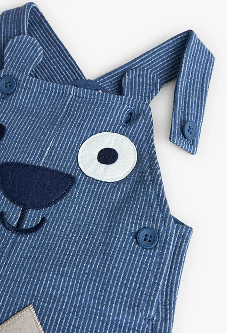 Boy's set and dungarees in green fleece for baby boy