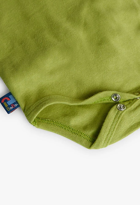 Boy's set and dungarees in green fleece for baby boy