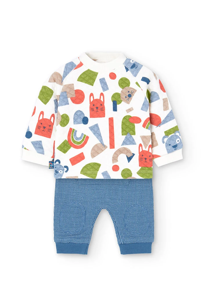 2tlg. Set mit Sweatshirt und Hose für Baby-Jungen mit Tierdruck