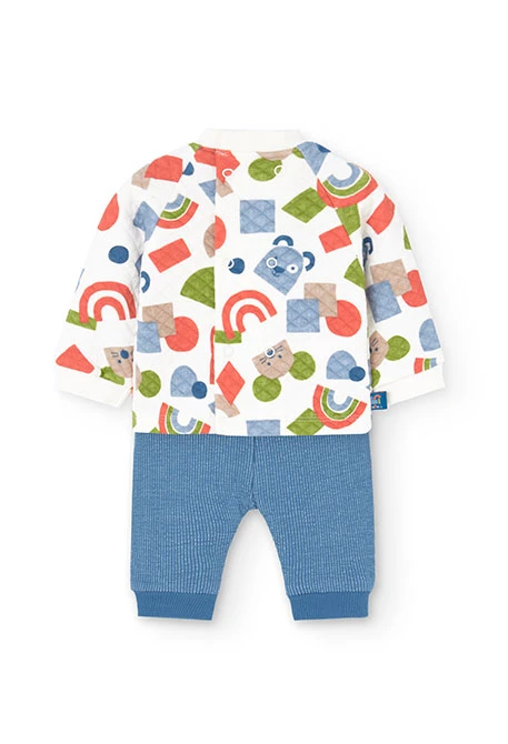 Set of sweatshirt and trousers for baby boy with animal print