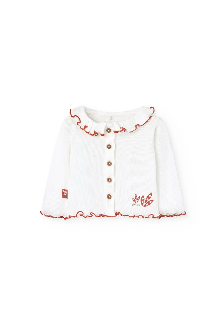 Completo di camicetta e leggings in maglia per bambina in colore bianco
