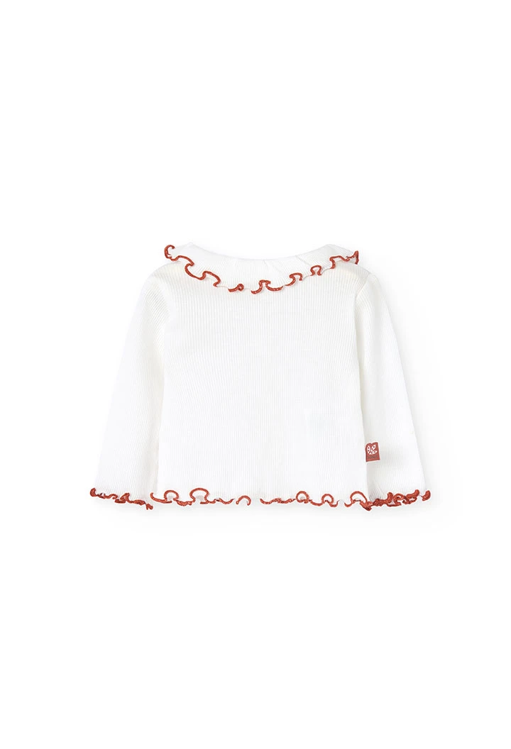Completo di camicetta e leggings in maglia per bambina in colore bianco