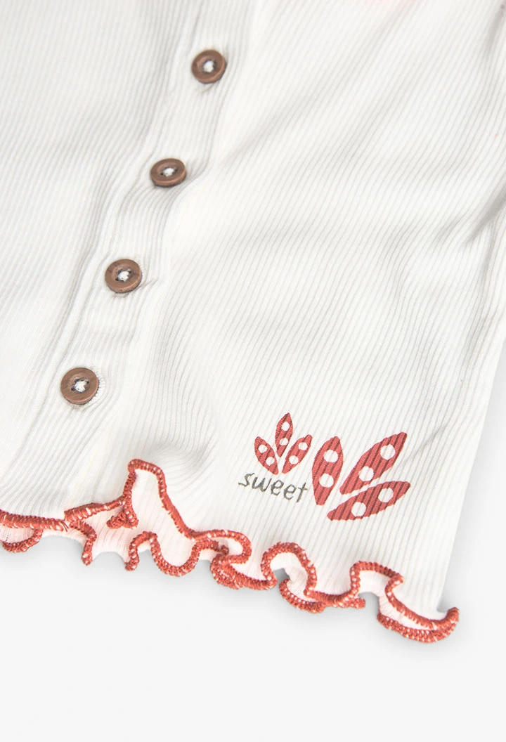 Completo di camicetta e leggings in maglia per bambina in colore bianco