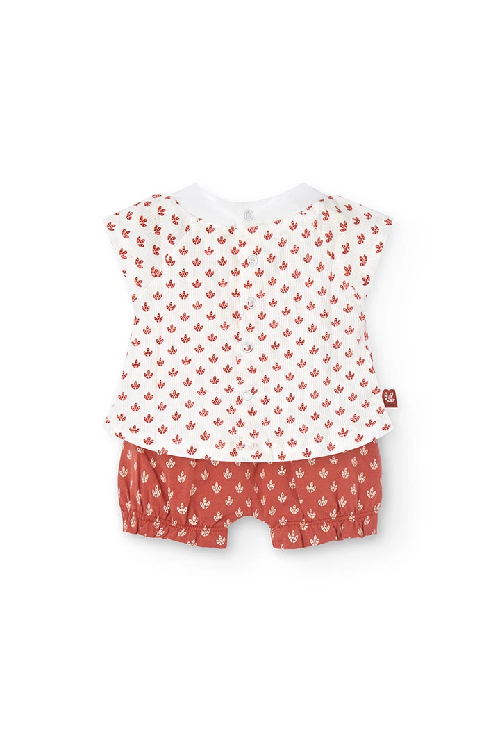 Ensemble en maille pour bébé fille avec imprimé de fleurs de couleur rouge