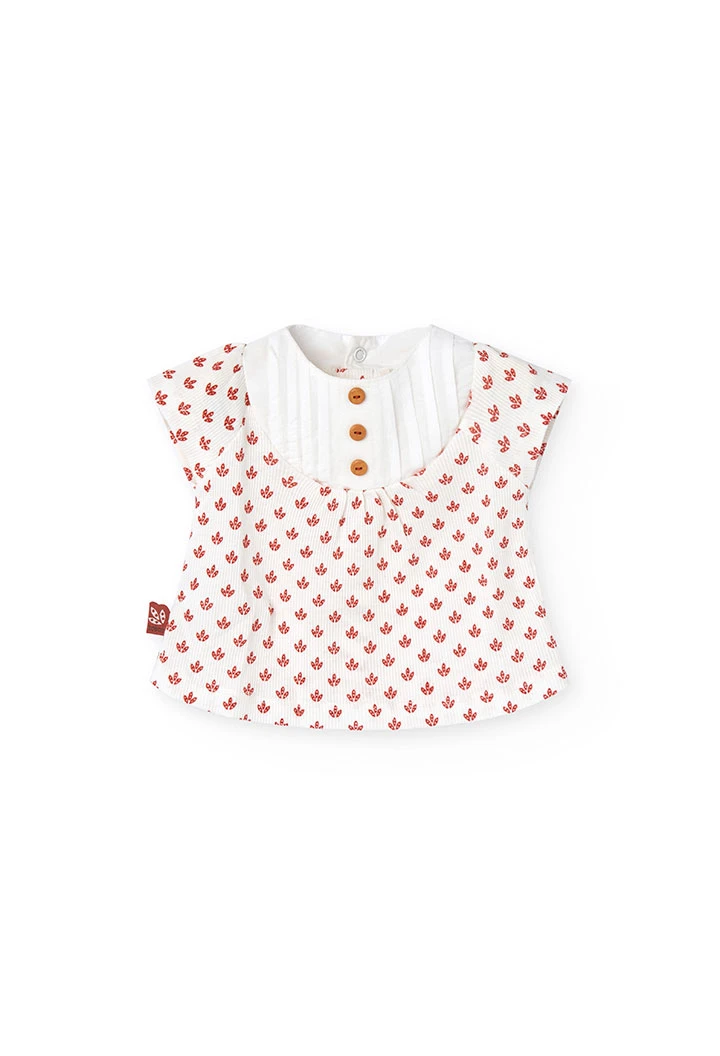 Ensemble en maille pour bébé fille avec imprimé de fleurs de couleur rouge