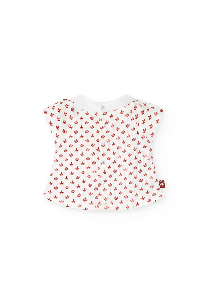 Ensemble en maille pour bébé fille avec imprimé de fleurs de couleur rouge