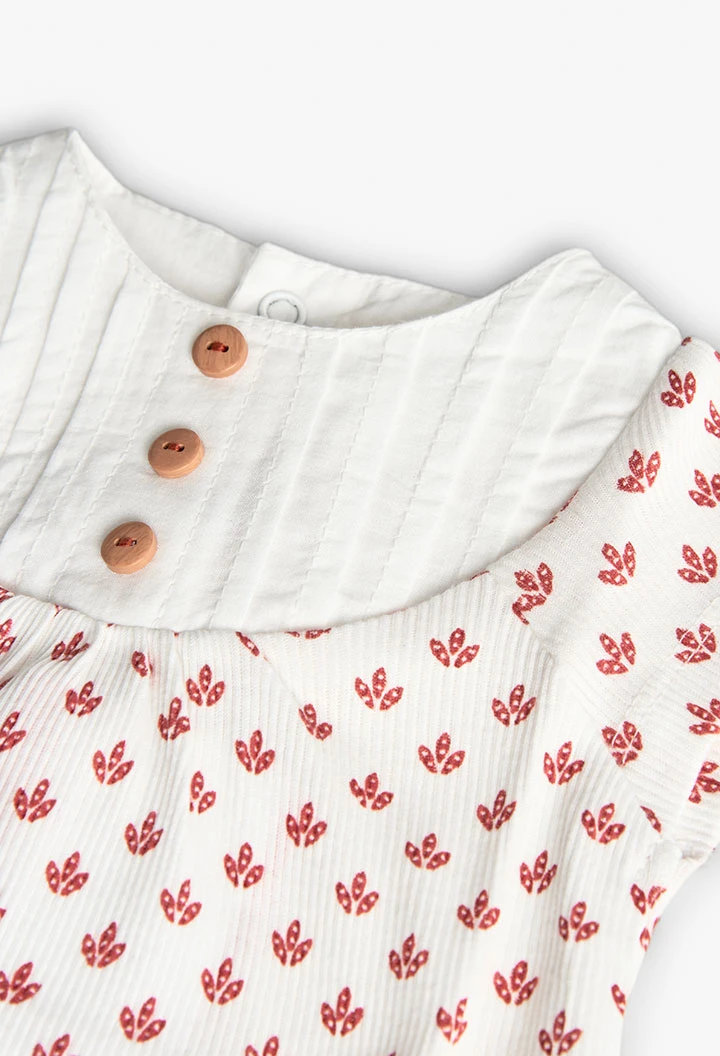Ensemble en maille pour bébé fille avec imprimé de fleurs de couleur rouge