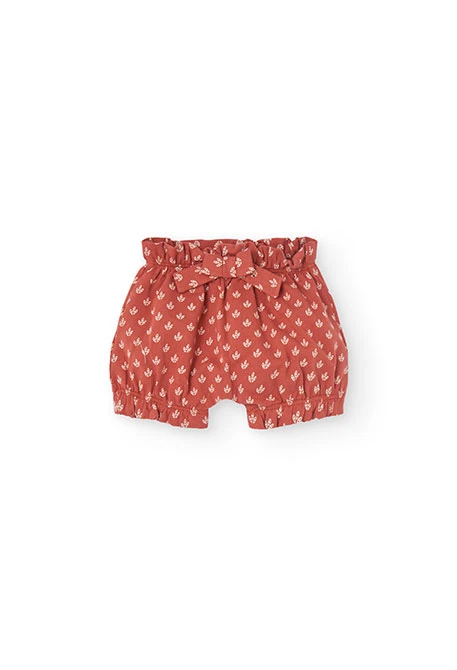 Conjunto de malha para bebé menina com estampado de flores em cor vermelha